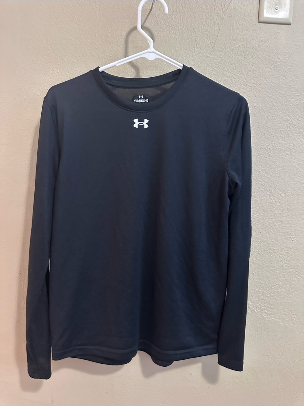 Under Armour Long Sleeve Performance Tee - Black with White Logo
